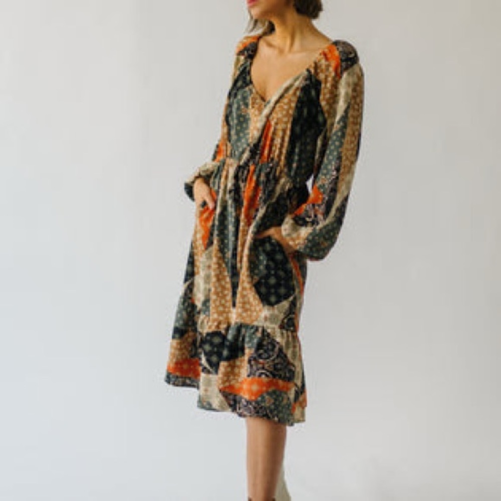 Piper & Scoot Warm Colored Patchwork Dress